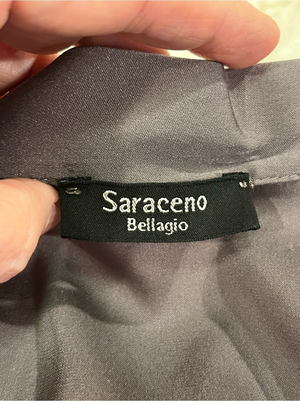 Saraceno Bellagio Made in Italy Silk Stretch Tunic Blouse Gray Large - Picture 3 of 7